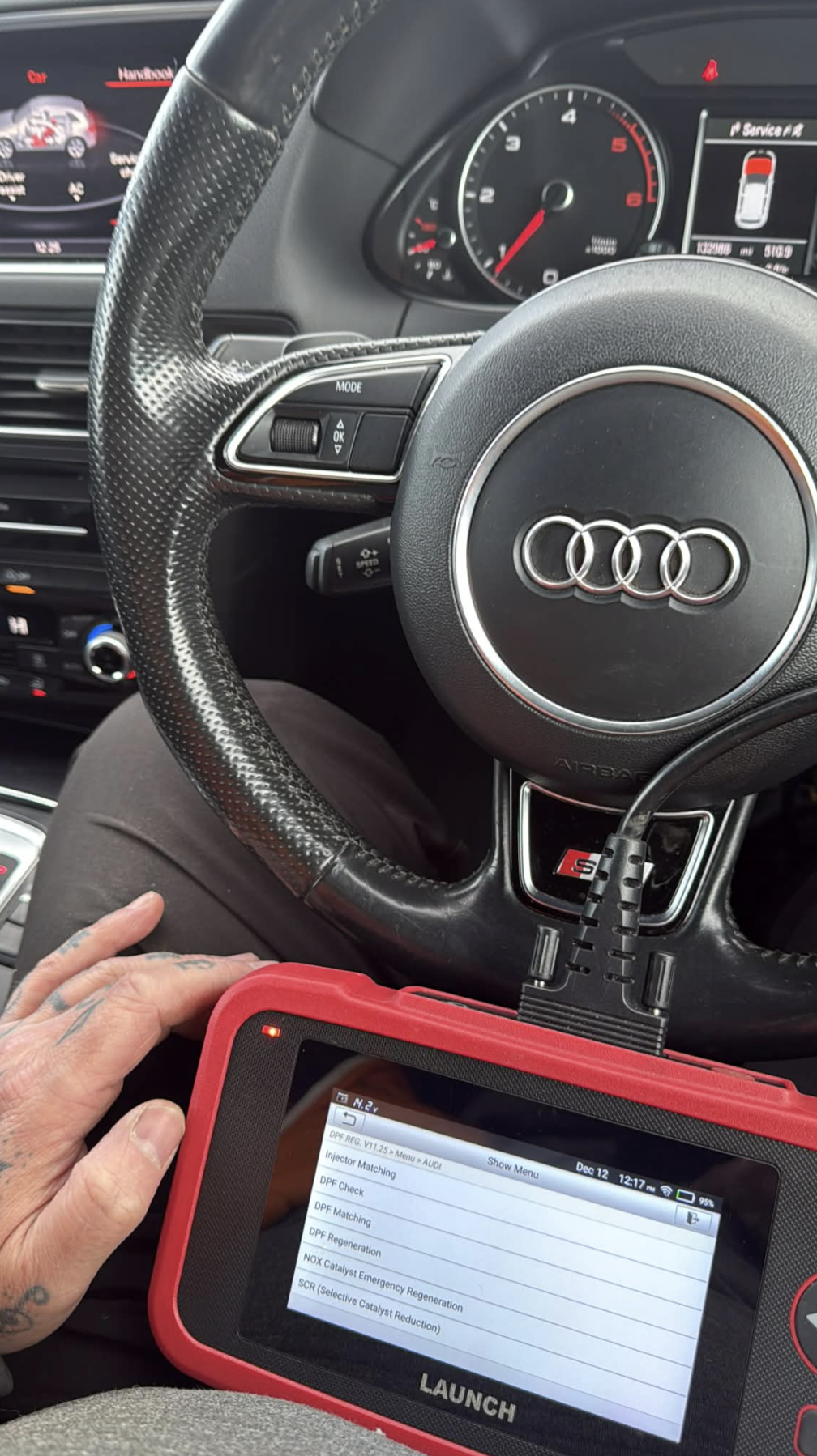 Audi S-Line with Launch diagnostic tool for DPF regeneration